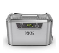 PELCAS Ultrasonic Cleaner with Dual Transducers,Jewellery Cleaner 800ML 42KHz with Touch Screen and 5 Time Settings for Glasses Watches Jewellery Denture Tools Guin-Ness Surger Cans -Silver