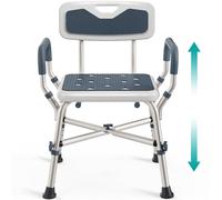 PELEGON Shower Chair for Elderly and Disabled (450lb) with Padded Armrests and Back, Adjustable Height Shower Seat, Heavy Duty Shower Chairs for Inside Shower, Handicap - Blue