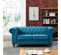 Pelham 158cm Wide Velvet Fabric 2 Seat Chesterfield Sofa Artemis Home Teal One Size