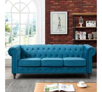 Artemis Home Pelham 3 Seat Velvet Sofa - Teal