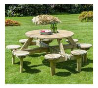 pelham wooden garden round picnic dining set in ash grey