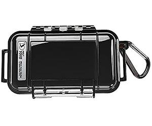 PELI 1015 Watertight Micro Case to Protect Small Devices in Outdoors, IP67 Watertight, 5L Capacity, Made in US, Black/Black Liner