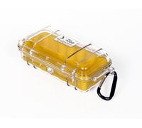 PELI 1030 Micro Case, Protective Box for Small Sensitive Devices, IP67 Watertight and Dustrproof, Made in US, 1L Capacity, Clear/Yellow Liner