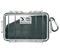 PELI 1040 Watertight Shockproof Box to Protect Smartphone and Small Belongings, IP67 Watertight and Dustproof, 2L Capacity, Made in US, Clear/Black Liner