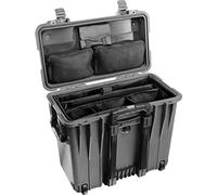 PELI 1440 Protective Top Loader Case With Adjustable Padded Office Dividers and Lid Organizer, IP67 Watertight, 82L Capacity, Made in US, Black