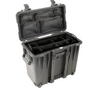 PELI 1440 Watertight Top Loader Case, IP67 Rated, 82L Capacity, Made in US, With Padded Divider Inlay, Black