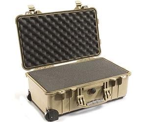 PELI 1510 Carry-On Transport Case, IP67 Watertight and Dustproof, 52L Capacity, Made in Germany, With Customisable Foam Insert, Desert Tan
