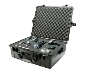 PELI 1600 High-impact Resistant Container, IP67 Watertight and Dustproof, 82L Capacity, Made in Germany, With Customisable Foam Insert, Black