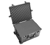 PELI 1620 Impact Resistant Case With Wheels, Telescopic Handle and Padded Dividers, IP67 Watertight and Dustproof, 115L Capacity, Made in Germany, With Padded Divider Inlay, Black