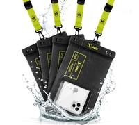 Peli 4 Pack Marine - IP68 Waterproof Phone Pouch (XL Size)-Floating Waterproof Phone Case For iPhone 17 Pro Max/iPhone 16 Pro/iPhone 15 Pro/14/13/12/S26 - Detachable Lanyard - Black/Hi-Vis Yellow