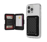 Peli Heavy Duty MIL-STD Snap-on MagSafe Wallet - RFID Blocking, Carbon Fiber, Black, Holds at Least 5 Cards + Cash, Compatible with iPhone 12 and Later