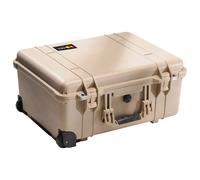 PELI 1560 Large Shockproof Case With Wheels and Telescopic Handle, IP67 Watertight and Dustproof, 71L Capacity, Made in Germany, With Customisable Foam Insert, Desert Tan