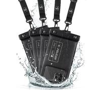 Pelican 4 Pack Marine - IP68 Waterproof Phone Pouch/Case (Regular Size) - Floating Waterproof Phone Case - For iPhone 15 Pro Max/ 14 Pro Max/ 13 Pro Max/ 12/ S24 Ultra - Detachable Lanyard - Black