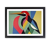 Pelican Abstract Art Framed Wall Art Print A2 Black