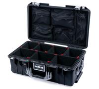 Pelican Air 1535 Carry-on Case by ColorCase - Black - Medium Size Waterproof Case with TrekPak Divider System & Mesh Lid Organizer - Silver Handles & Latches