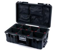 Pelican Air 1535 Carry-on Case by ColorCase - Black - Medium Size Waterproof Case with TrekPak Divider System & Mesh Lid Organizer - Black Handles & TSA Locking Latches