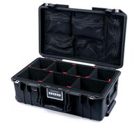 Pelican Air 1535 Carry-on Case by ColorCase - Black - Medium Size Waterproof Case with TrekPak Divider System & Mesh Lid Organizer - Black Handles & Latches