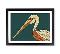 Pelican Art Deco Abstract BLK Framed Wall Art Print A2 Black