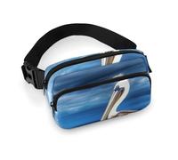 Pelican Bird Blue Sea Sky Fanny Pack for Women, Personalized Waist Bag with Multi-Pockets for Men, Belt Bag for Travel, Crossbody Bags with Zipper, Adjustable Bum Bags for Running