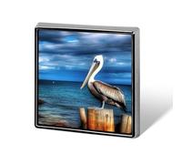 Pelican Bird Blue Sea Sky Lapel Pin Fashion Brooch Pin Cute Button Badges Square Button Pins Enamel Pins Metal Pinback for Hat Shirt Clothing Bags Decoration