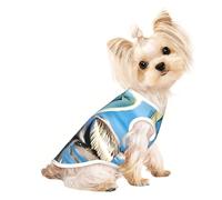 Pelican Bird Blue Sea Sky Print Dog Lightweight Shirt,Summer Cool Breathable Dog t Shirts,Pet Sleeveless Stretchy Clothes