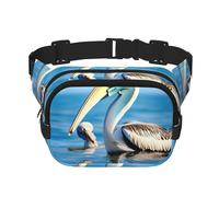 Pelican Bird Blue Sea Sky print Fanny Pack Purse with Adjustable Strap Square Double Layer Waist Bag Belt Unisex Everywhere