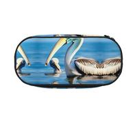 Pelican Bird Blue Sea Sky print Makeup Cosmetic Bag Stationary Kawaii Pencil Box Pouch Gadget Organizer Bag with Zipper