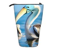 Pelican Bird Blue Sea Sky Print Telescopic Adjustable Pencil Case Lightweight Organizer for Office Travel Pen Bag