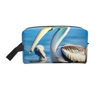 Pelican Bird Blue Sea Sky Print Toiletry Bag for Men Travel Toiletry Bag, Spacious Capacity Cosmetic Bag for Women