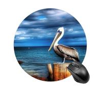 Pelican Bird Blue Sea Sky Round Mouse Pad 7.8 Inch - Non-Slip Rubber Base Mouse Mat Portable Ergonomic Desk Mat for Office, Laptop, Travel, Wireless Mice Mats - Waterproof & Durable Design