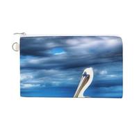 Pelican Bird Blue Sea Sky Wallet for Men Women Canvas Coin Purse Zippered Change Holder with Secure Closure, Pelican Bird Blue Sea Sky, One Size, Pelican Bird Blue Sea Sky