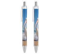 Pelican Bird Retractable Ballpoint Pen Black Ink Ball Point Pen Work Pens 2 PCS