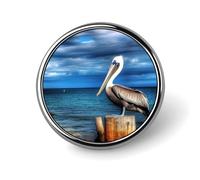 Pelican Bird Round Lapel Pins for Men Women Metal Button Pin Fashion Personalized Brooch Pins for Men Suits Cute Brooch Badge for Backpack Clothing Hat Bag Decoration