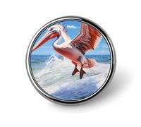 Pelican Bird Wild Wildlife Pin Badge Round Identity Pins Brooches Button Badges for Hats Jackets Decor