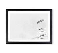 Pelican Formation in Abstract Framed Print | A2 Black Framed Wall Art | Ready to Hang | Abstract Animal Picture | Living Room Bedroom Lounge Office