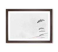 Pelican Formation in Abstract Framed Print | A2 Walnut Framed Wall Art | Ready to Hang | Abstract Animal Picture | Living Room Bedroom Lounge Office