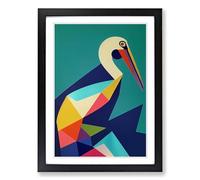 Pelican Geometric Framed Wall Art Print A2 Black