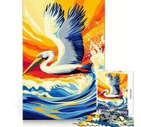 Pelican in Flight over Ocean Waves 1000 Piece Jigsaw Puzzle for Teenagers Wise Think Toy Easy Leisure Tight Cut Amazing Present (50x75cm)