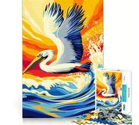 Pelican in Flight over Ocean Waves 1000 Piece Jigsaw Puzzle for Teenagers Wise Think Toy Easy Leisure Tight Cut Amazing Present (50x75cm)
