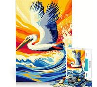 Pelican in Flight over Ocean Waves Puzzles for Teenagers 1000 Piece Brain Tease Toy Stress Release Premium Cut Amazing Present (38x26cm)
