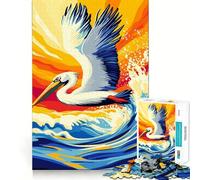 Pelican in Flight over Ocean Waves Puzzles for Teenagers 1000 Piece Brain Tease Toy Stress Release Premium Cut Amazing Present (38x52cm)