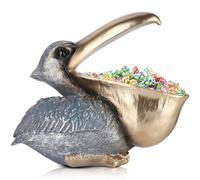 Pelican Key Holder Statues,Fun Animal Hippo Candy Dish,Candy Dish for Office Desk Unique,Modern Key Holder for Pelican Figurine,Suitability Desk Candy Dish and Entry Table Decor Items(Silver)