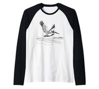 Pelican Line Art Birdwatcher Raglan Baseball Tee