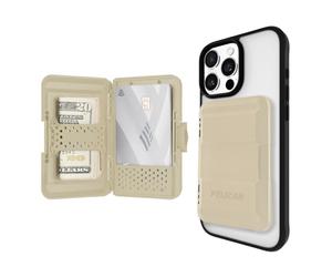 Pelican Magnetic Wallet & Card Holder - Heavy Duty Snap-on MagSafe Wallet - Detachable Hard Shell iPhone Wallet - for iPhone 14 Pro Max/ 14 Pro/ 14/13 Pro Max/ 13 Pro/ 12 Pro Max - Desert Tan