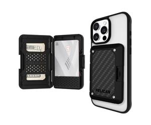 Pelican Magnetic Wallet for iPhone [Card Holder] [RFID Blocking] Heavy Duty MIL-STD Snap-on MagSafe Wallet -Detachable Hard Magnetic Phone Wallet for iPhone 16 Pro Max/15 Pro Max/14 Pro/13/12 - Black