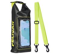 Pelican Marine IP68 Waterproof Dry Bag 2L - Roll Top Waterproof Backpack w/Phone Case/Pouch - Boating & Kayak Accessories - Essentials for Camping Swimming Beach Fishing Rafting Travel - Black/Yellow