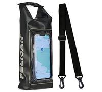 Pelican Marine IP68 Waterproof Dry Bag 2L - Roll Top Waterproof Backpack w/Phone Case/Pouch - Boating & Kayak Accessories - Essentials for Camping Swimming Beach Fishing Rafting Travel - Black