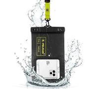 Pelican Marine - IP68 Waterproof Phone Pouch [XL Size] Floating Waterproof Phone Case/Bag for iPhone 15 Pro Max/14 Pro Max/13/12/S24 Ultra/S23/S22/Pixel 8 - Detachable Lanyard - Black/Hi-Vis Yellow