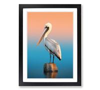 Pelican Minimalism Framed Wall Art Print, Ready to Hang Picture for Living Room Bedroom Home Office, Black A2 (48 x 66 cm)