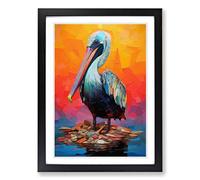 Pelican Neo Plasticism Framed Wall Art Print A2 Black